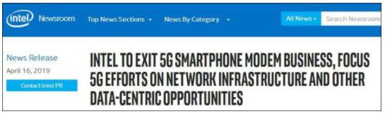 英特尔放弃苹果手机基带芯片