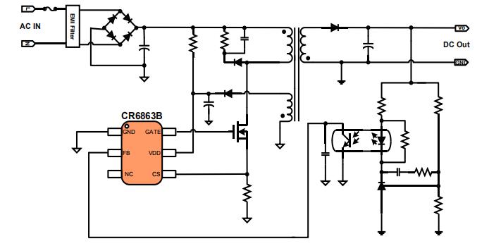 CR6863B pwmµçÁ÷¿ØÖÆÐ¾Æ¬µç·ͼ